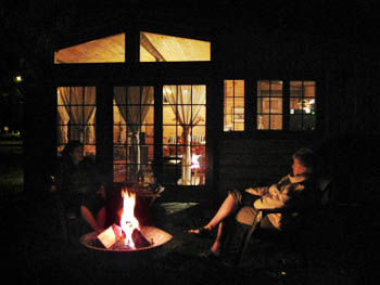 fire pit in the back yard