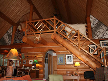 twig work on the staircase adirondack style